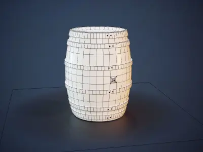 Wooden Barrel Low-poly 3D model 7