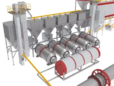 Gypsum production line 3D model
