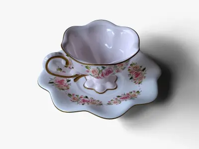 Antique Cup of Tea Low-poly 3D model