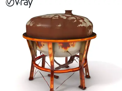 Rusty Industrial Water Tower D Model Pack Low-poly 3D model
