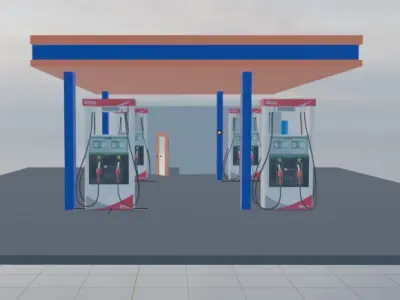 Gas Station  Low-poly 3D model purchase