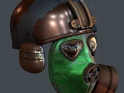 Gas mask helmet 3d model scifi Low-poly  Low-poly 3D model 45