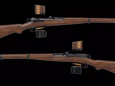 Swiss K31 bolt-action rifle Low-poly 3D model