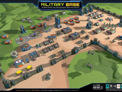 LowPoly SF MILITARY Base  Low-poly 3D model