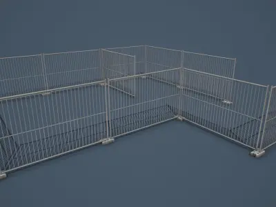 Portable Construction Fence PBR Low-poly 3D model