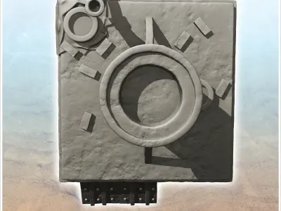 Steel survival base with large overhanging chimney -1- 3D print model