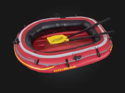 Inflatable Boat with Oars  Lightweight and Ready for Adventure 3D model