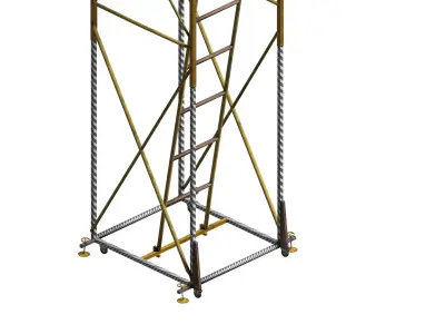 Yellow metal wheeled platform Low-poly 3D model
