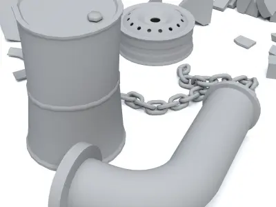 Industrial debris Low-poly 3D model