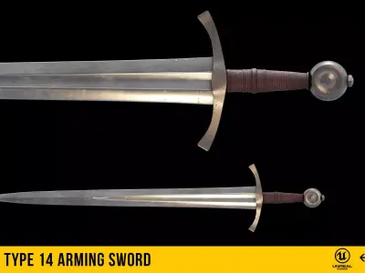 Type 14 Arming Sword Low-poly 3D model