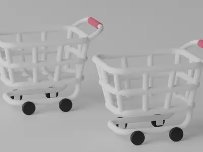 Cartoon Simple Shopping Cart Low-poly 3D model