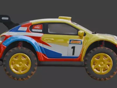 Stylized Compact Rally Car 3D Model Low-poly 3D model