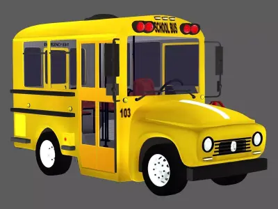Cartoon School Bus Low-Poly 3D Model Low-poly 3D model