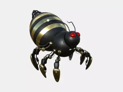 Cute Robot E05 Black Gold - SciFi Character Design Low-poly 3D model