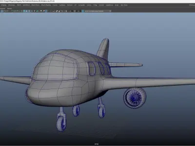Cute Cartoon Airplane Fully Rigged Low-poly 3D model