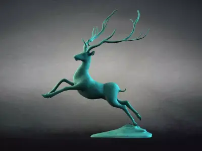 Antelopes bronze deer animal sculptures 3D model