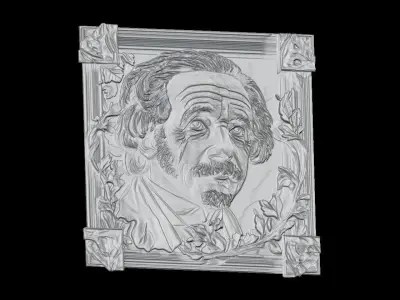 Albert Einstein Bas Relief  3D print model