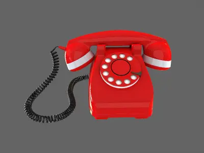 vintage telephone phone red communication retro 3D model