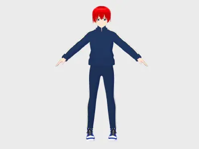 Fitness Man Anime Character Low-poly 3D model