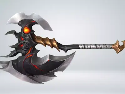 Futuristic Axe Low-poly 3D model 6