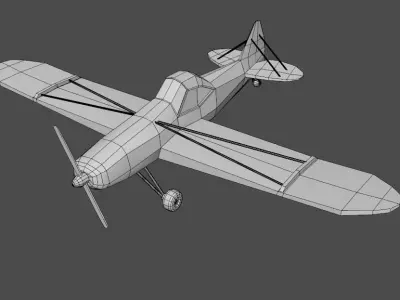 Airplane cartoon - 05 Low-poly 3D model