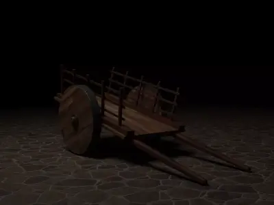 Wooden Cart 3D model 2