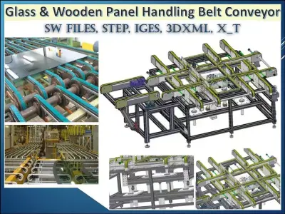 Glass and Wooden Panel Handling Belt Conveyor 3D CAD Model  3D model