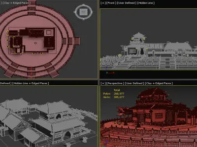 Chinese ancient courtyard house 3D model get