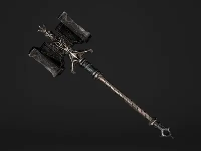 Shaker - Heavy Golden Warhammer Low-poly 3D model