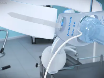  Tracheostomy Tube with Neckband Installed on Patient 