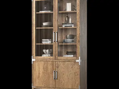 CAYDEN CAMPAIGN GLASS DOUBLE-DOOR SIDEBOARD  and HUTCH 3D model