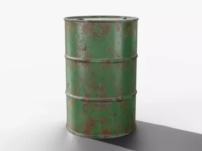 Steel Barrel - Green - Rusted 3D model