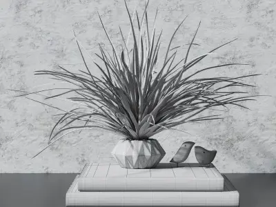 Decor set 1 plant in vase 3D model