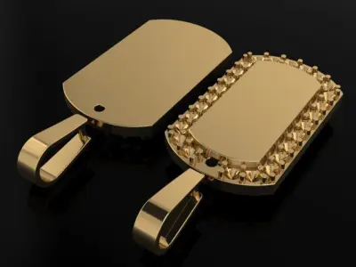 Dainty Diamond Dogtag ID Bar Pendant 3D print model