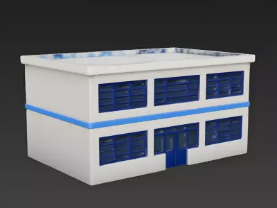 Stylized Modern Suburban School 3D Model Low-poly 3D model