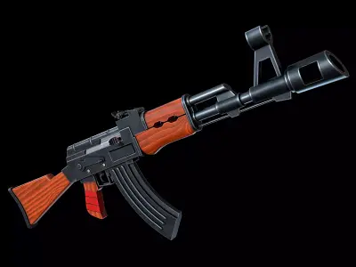 Stylized AK-47 Low-poly 3D model