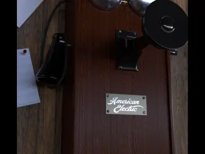 Antique crank phone 3D model