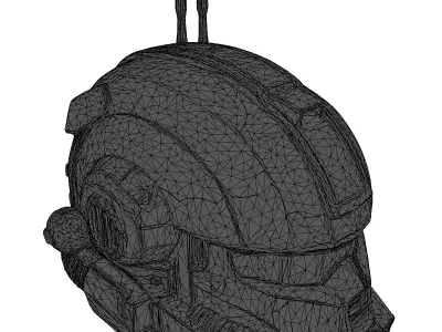 SciFi Combat Helmet Gold Tech 3D model