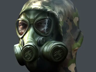 Gas mask helmet 3d model military combat Low-poly  Low-poly 3D model 5