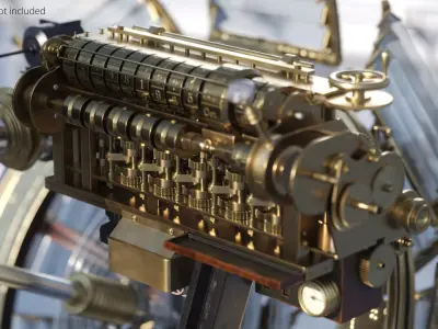 Vintage Steampunk Mechanical Engine Set 3D model