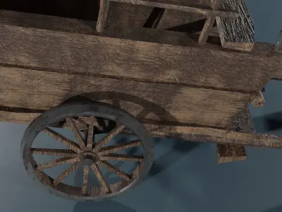 Medieval Farm Cart Low-poly 3D model
