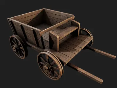 4 Old wooden carriage 3D Model Pack