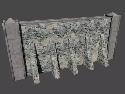 Stone Wall Low-poly 3D model
