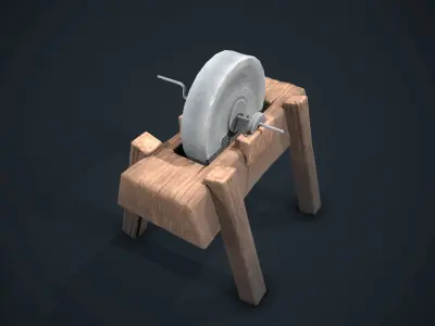 Medieval grindstone Low-poly 3D model purchase
