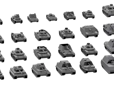 Lowpoly models of german tanks 3D model