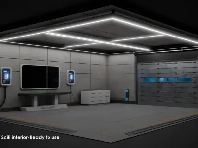 Futuristic Sci-Fi Control Room  Free low-poly 3D model