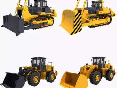 Collection Bulldozer and Wheel Loader 3D model