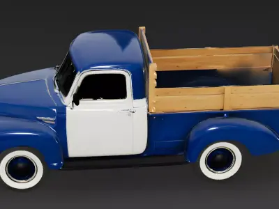 Realistic 1950s Rural Pickup Truck 3D Model Low-poly 3D model