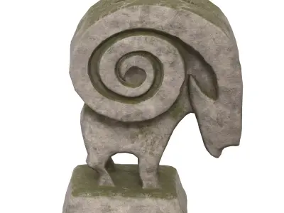Ram abstract stone statues Low-poly 3D model