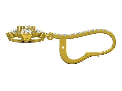 Antique Round Diamond Dangle Drop Earring 3D print model